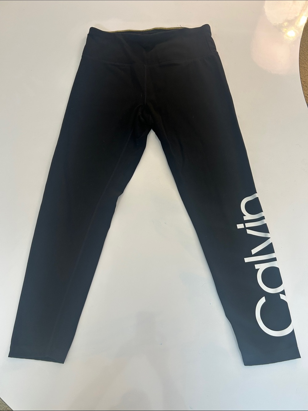 Calvin Klein Black Leggings with White Side Logo
